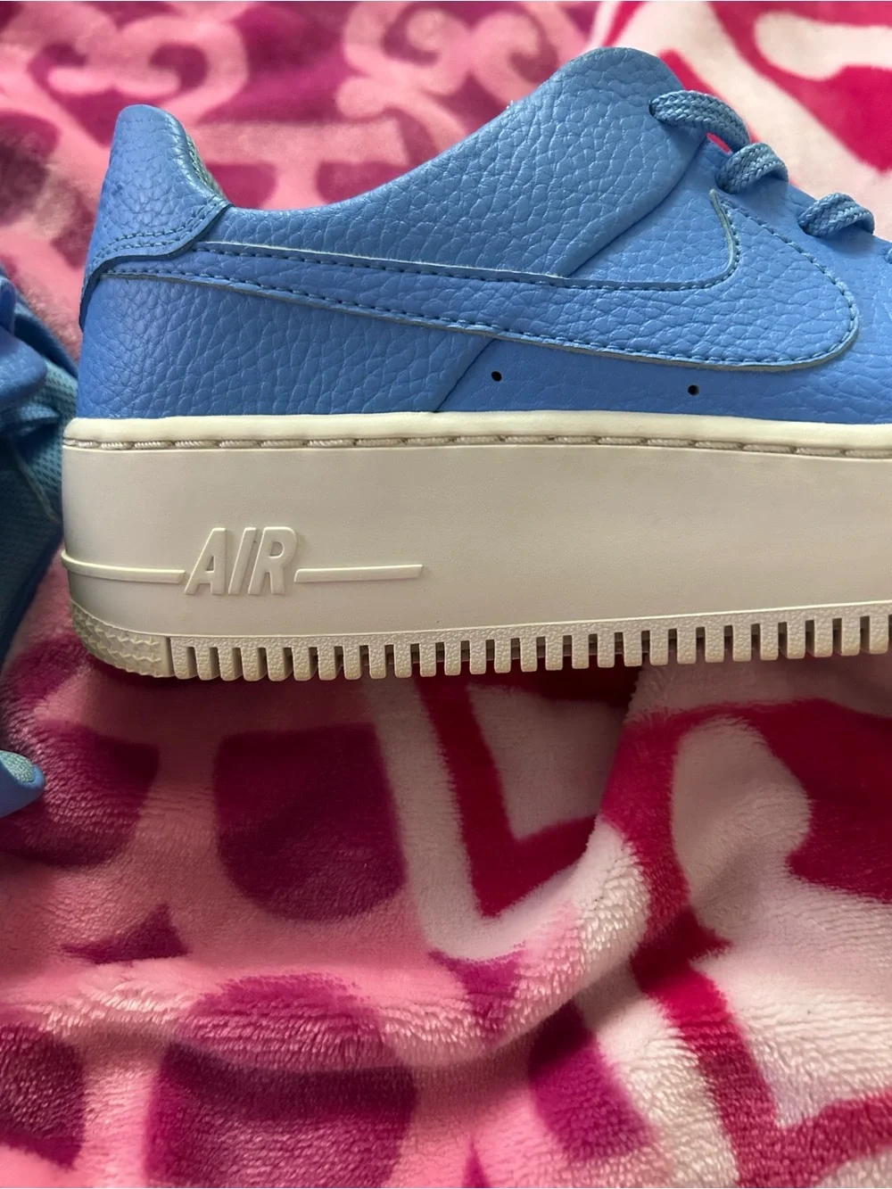 Nike Air Force 1 Low in Light Blue with Silver Lace Jewel